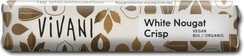 Cokoládová tycinka White Nougat Crisp s bio rýovým nápojem Vivani 18x35g