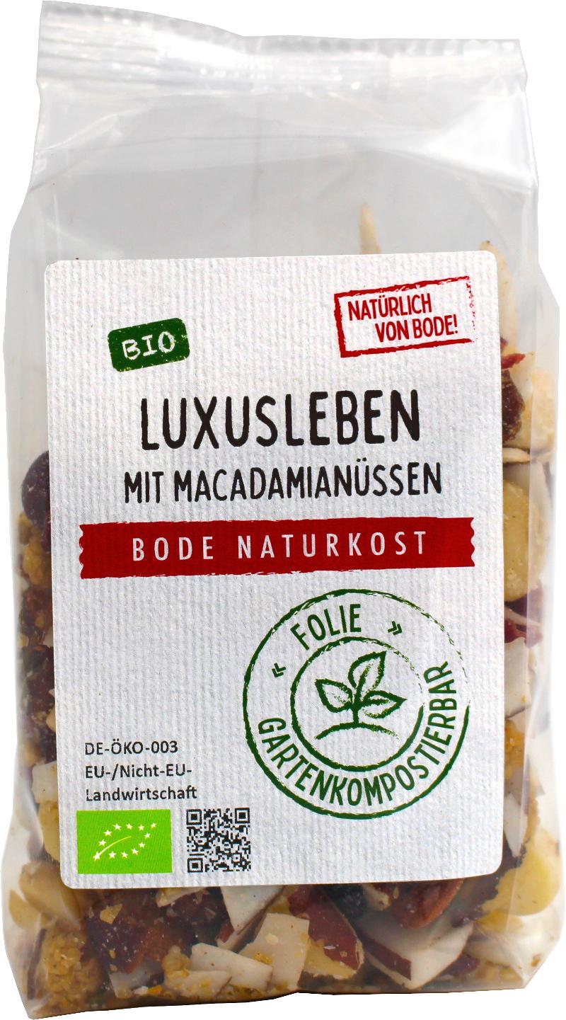Luxusní ivot - Macadamia Mix bio - bez hrozinek - pytel kompostovatelný v zahrade 6x175g