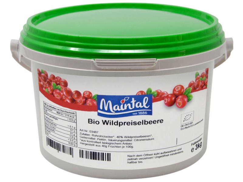 Pripravené ovoce brusinka divoká bio Maintal 3kg s nemeckým bio cukrem
