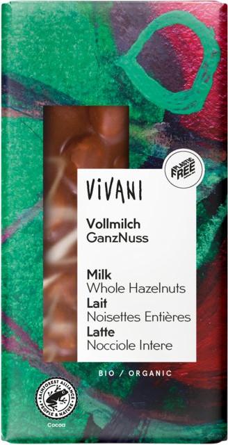 Tabulkova cokolada mlécná GanzNuss Bio Vivani 10x100g