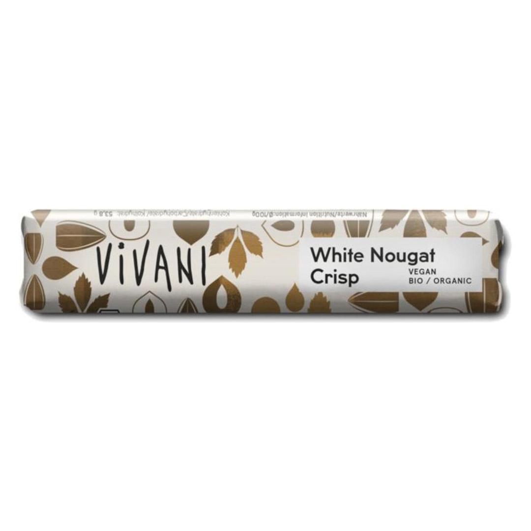 Cokoládová tycinka White Nougat Crisp s bio rýovým nápojem Vivani 18x35g