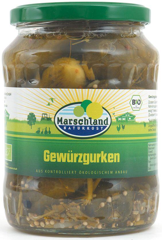 Bio nakládané okurky Marschland, objem 6x670g, ATG 6x360g