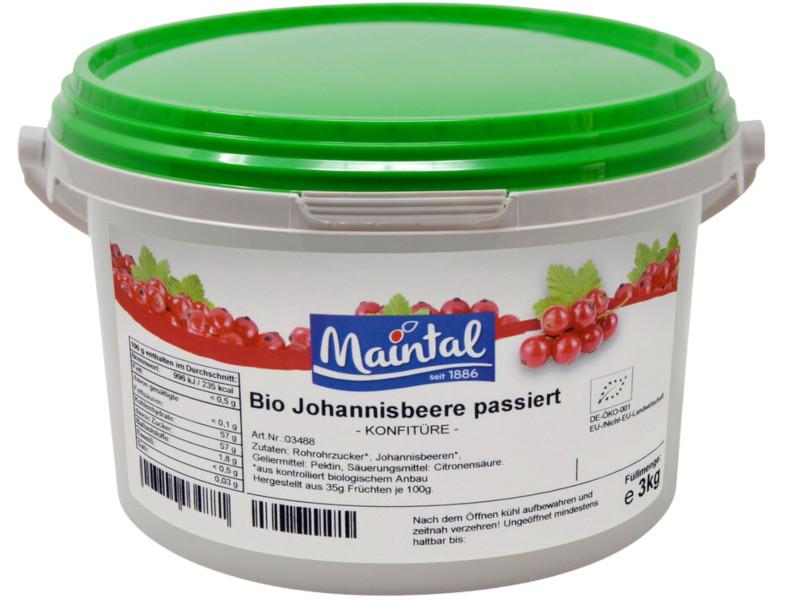 Jemne prolapané bio povidla z cervených johanek Maintal 3kg se cukrem bio pestovaným v Nemecku