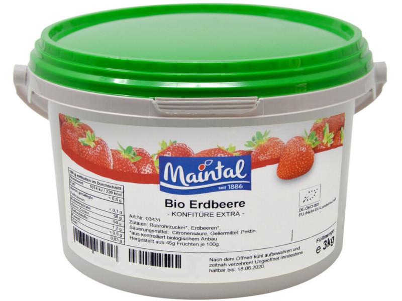 Bio jahodové povidlo Maintal 3 kg s neméckým bio cukrem